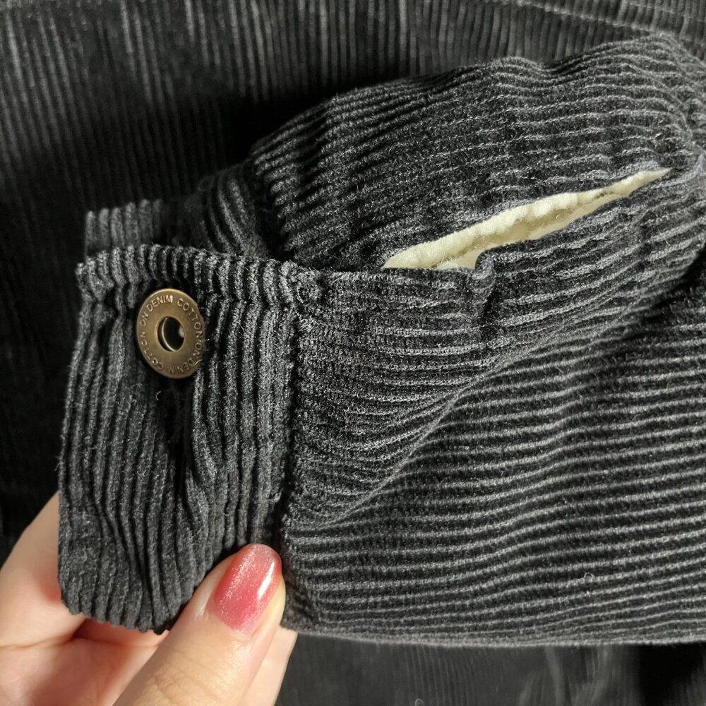 Cotton On Sherpa Lined Corduroy Jacket Size 6 Black Button Front Outerwear - Picture 9 of 10